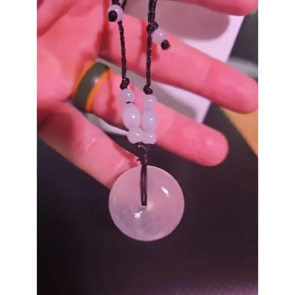 Beautiful! Natural Jade Peace Lucky Buckle Pendant Necklace Healing Adjustable - Picture 12 of 12